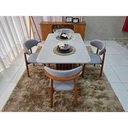 Ver imagem 2 de Mesa de Jantar Tampo de Vidro 130 e 4 Cadeiras Madeira Linho Grafite
