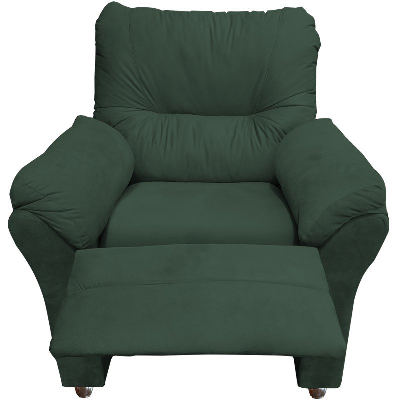 Poltrona Reclinável Manu Amamentação Bebe Quarto Sala Suede Verde - 2