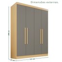 Ver imagem 4 de Guarda-Roupa de Canto Modulado 11 Portas 4 Gavetas Espanha Cinza/Jequitibá/Granizo