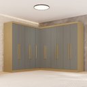 Ver imagem 1 de Guarda-Roupa de Canto Modulado 11 Portas 4 Gavetas Espanha Cinza/Jequitibá/Granizo