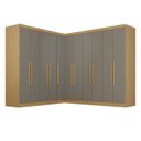 Ver imagem 2 de Guarda-Roupa de Canto Modulado 11 Portas 4 Gavetas Espanha Cinza/Jequitibá/Granizo