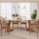 Ver imagem 1 de Conjunto Sala de Jantar Caju 180cm com 6 Cadeiras Palmas Marrom/Off White/Bege