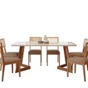 Ver imagem 2 de Conjunto Sala de Jantar Caju 180cm com 6 Cadeiras Palmas Marrom/Off White/Bege