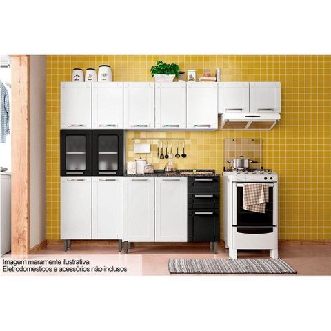 Cozinha Modulada Completa Múltipla 4 Peças (2 Armários + 1 Balcão + 1 Paneleiro) C4p82 Branco/