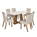 Ver imagem 2 de Mesa de Jantar 6 Lugares Sales Nature/off White/linho - Pnr Móveis