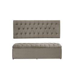 Kit Cabeceira e Calçadeira Imperatriz 120 Cm Suede Bege - 1