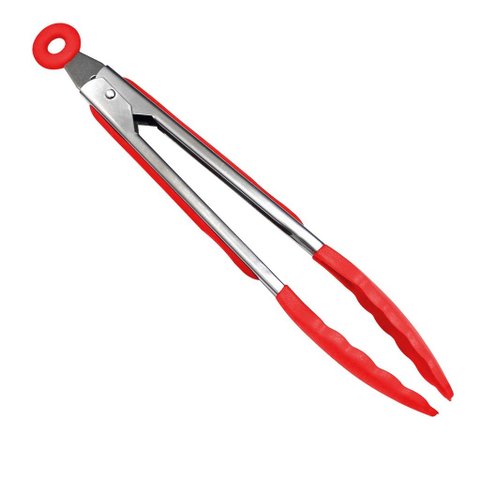 Pinça Pegador Multiuso Pegador de 29,5cm em Silicone Vermelho Unyhome