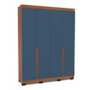 Ver imagem 2 de Roupeiro Solteiro Porto 4 Portas 4 Gavetas 161x214cm Freijó/Azul 240824