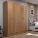 Ver imagem 1 de Guarda Roupa 4 Portas de Abrir Solteiro 135cm 5 Nichos Renzo Carvalho