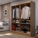 Ver imagem 3 de Guarda Roupa 4 Portas de Abrir Solteiro 135cm 5 Nichos Renzo Carvalho