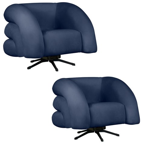 Kit 2 Poltrona Decorativa Micheli Giratória e Balanço Veludo