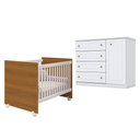 Ver imagem 1 de Berço Nacional Mel Branco Savana - Reller e Cômoda Infantil Americano Branco Hp - Henn