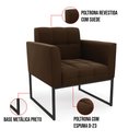 Ver imagem 5 de Kit 1 Sofá Namoradeira e 2 Poltronas Elisa Suede Marrom Base Metálica Industrial Preto - D'Rossi
