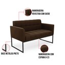 Ver imagem 6 de Kit 1 Sofá Namoradeira e 2 Poltronas Elisa Suede Marrom Base Metálica Industrial Preto - D'Rossi
