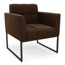 Ver imagem 3 de Kit 1 Sofá Namoradeira e 2 Poltronas Elisa Suede Marrom Base Metálica Industrial Preto - D'Rossi