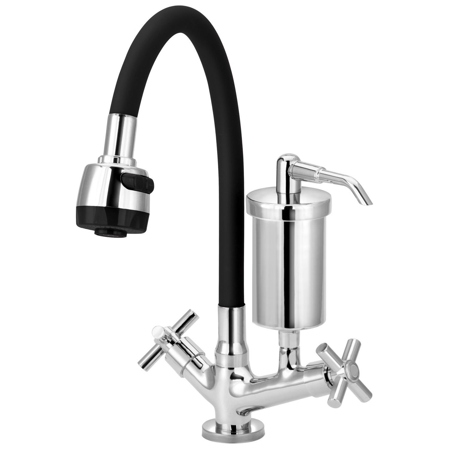 Torneira Gourmet Flexível de Cozinha Mesa com Filtro Preta C62 Casagrande Mundial - 1