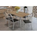 Ver imagem 1 de Conjunto: Mesa Sala Jantar Elba C/ Tampo de Madeira 160cm e 6 Cadeiras Holanda Cromada/nogueira -