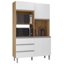 Ver imagem 2 de Armário de Cozinha Compacta 120cm 4 Portas Livia Amêndoa/Branco - AJL Móveis