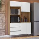 Ver imagem 1 de Armário de Cozinha Compacta 120cm 4 Portas Livia Amêndoa/Branco - AJL Móveis