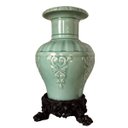 Ver imagem 1 de Vaso em porcelana Craquelê, Celadon Tailandês. Cor Verde Celadon