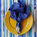 Ver imagem 3 de Kit Jogo Americano 6 Lugares Mesa Posta Azul Listras 52x36cm