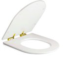 Ver imagem 2 de Assento Poliester Soft Close Antimicrobiano Link LK Branco para vaso Deca com Ferragem Dourada