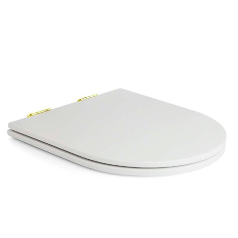 Assento Poliester Soft Close Antimicrobiano Link LK Branco para vaso Deca com Ferragem Dourada