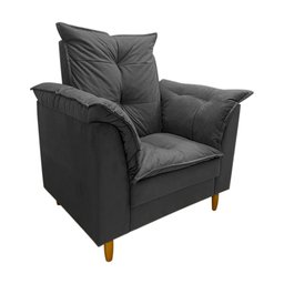 Poltrona Amamentação + Puff Luana Pés Madeira Suede:cinza Grafitte - 2