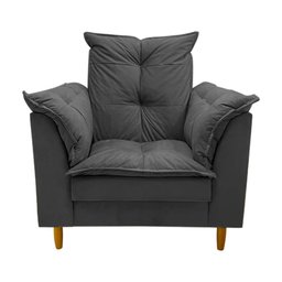 Poltrona Amamentação + Puff Luana Pés Madeira Suede:cinza Grafitte - 3
