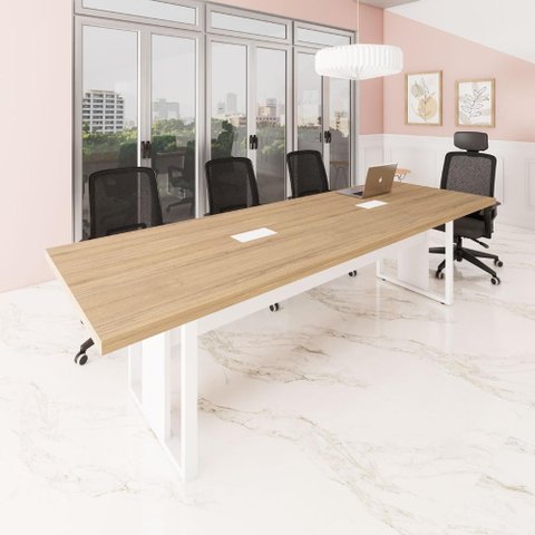 Mesa de Reunião 2,70m X 0,90m 2 Cx de Tomadas Pés Metal F5