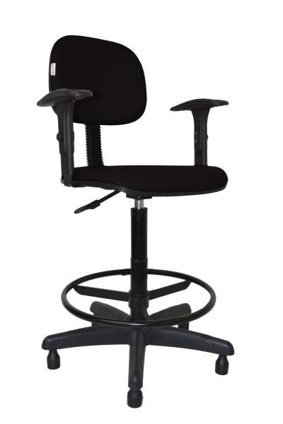 Cadeira Caixa Secretaria Bolt com Braço - Couro Sintetico Corano - Preto