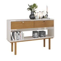 Aparador 2 Portas Catar 1.25 Retrô Lukaliam Móveis Tauari/Off White Perolizado - 5