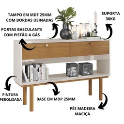 Aparador 2 Portas Catar 1.25 Retrô Lukaliam Móveis Tauari/Off White Perolizado - 2