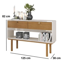 Aparador 2 Portas Catar 1.25 Retrô Lukaliam Móveis Tauari/Off White Perolizado - 3