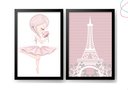 Ver imagem 1 de Kit 2 Quadros Decorativos - Paris e Bailarina:preta