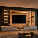 Ver imagem 3 de Rack para Sala com Painel para TV 75 pol Cristaleira LED 380cm Noble L05 Canela Gris Fosco - Lyam de