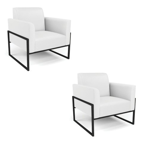 Kit 2 Poltronas Base Industrial Alta Preto Marisa Corino D03 - D’Rossi Branco