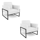Ver imagem 1 de Kit 2 Poltronas Base Industrial Alta Preto Marisa Corino D03 - D’Rossi Branco