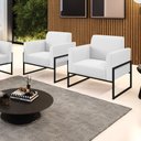 Ver imagem 2 de Kit 2 Poltronas Base Industrial Alta Preto Marisa Corino D03 - D’Rossi Branco