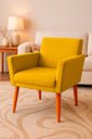 Ver imagem 2 de Poltrona Cadeira para Sala Confortável e Minimalista Paris em Suede Amarelo