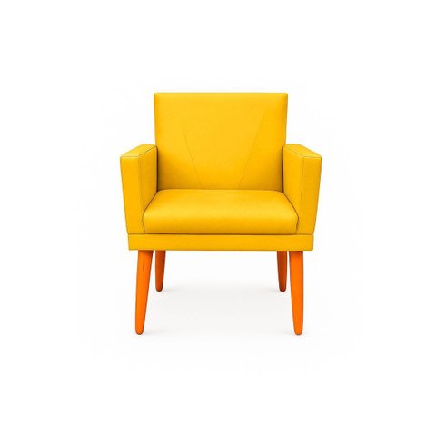 Poltrona Cadeira para Sala Confortável e Minimalista Paris em Suede Amarelo
