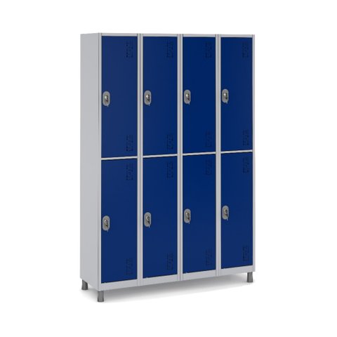 Roupeiro Academia Aço Tranca e 8 Portas Grandes:azul Del Rey