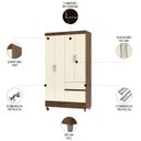 Ver imagem 4 de Guarda Roupa Solteiro 103cm 4 Portas Mayra Imbuia/champanhe V02 - Mpozenato
