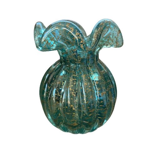 Vaso Murano Trouxinha Água com Dourado Decoração Ambientes 13 X 11 Cm Casa Del Grande