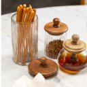 Ver imagem 2 de Pote de Vidro com Tampa de Madeira Acácia 18 Cm