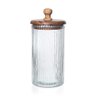Pote de Vidro com Tampa de Madeira Acácia 18 Cm - 1
