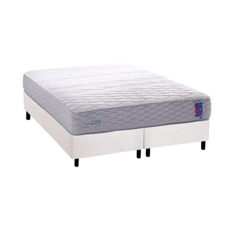 Cama Box Queen: Colchão Ortopédico Herval D33 / Ag 65 Feelcore + Base Crc Courano White (158x198)
