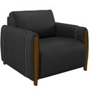 Ver imagem 7 de Kit Sofá 03 Lugares Sala Estar 223cm com 02 Poltronas Flora Pés Madeira M03 Couríssimo Preto -