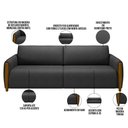 Ver mais imagens de Kit Sofá 03 Lugares Sala Estar 223cm com 02 Poltronas Flora Pés Madeira M03 Couríssimo Preto -