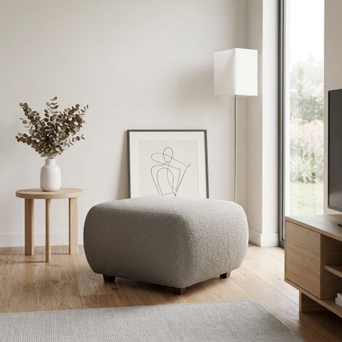 Puff Decorativo para Sala Orgânico Nara 60 cm Base Fixa Bouclê Ted D03 - D'Rossi